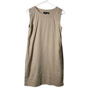 Theory Didianne R Caliver Linen Blend Shift Dress Sierra Beige Size 6